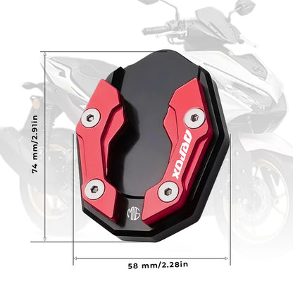 Aerox 155 Aluminium Side Stand Extender | CNC Base Plate for Stability and Support | Durable Easy Installation, Enhanced Stability-Red - Moto Genius