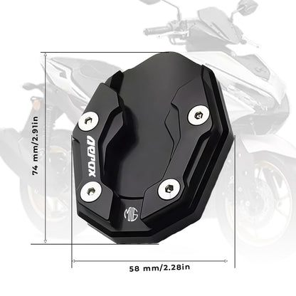 Aerox 155 Aluminium Side Stand Extender | CNC Base Plate for Stability and Support | Durable Easy Installation, Enhanced Stability-Black - Moto Genius