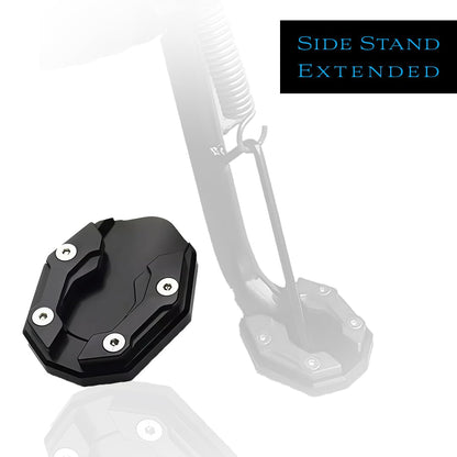 Aerox 155 Aluminium Side Stand Extender | CNC Base Plate for Stability and Support | Durable Easy Installation, Enhanced Stability-Black - Moto Genius