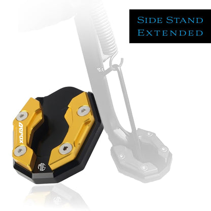 Aerox 155 Aluminium Side Stand Extender | CNC Base Plate for Stability and Support | Durable Easy Installation, Enhanced Stability-Gold - Moto Genius