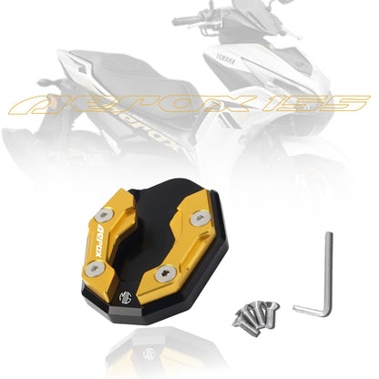 Aerox 155 Aluminium Side Stand Extender | CNC Base Plate for Stability and Support | Durable Easy Installation, Enhanced Stability-Gold - Moto Genius