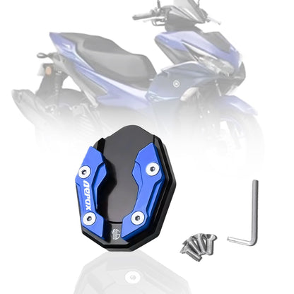 Aerox 155 Aluminium Side Stand Extender | CNC Base Plate for Stability and Support | Durable Easy Installation, Enhanced Stability-Blue - Moto Genius