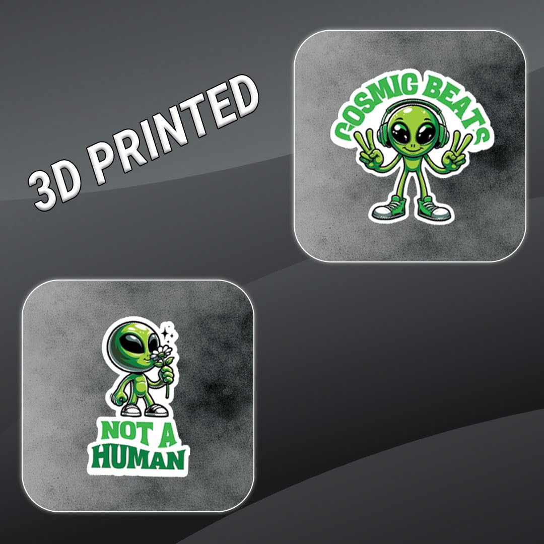 Alien Cartoon 3D Waterproof Vinyl Stickers Pack for Kids – Self Adhesive Cute Cartoon & Space Decal for Laptop, Mobile Phone, Helmet, Bike, Car, Notebook & Water Bottle - Moto Genius