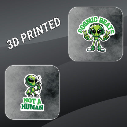 Alien Cartoon 3D Waterproof Vinyl Stickers Pack for Kids – Self Adhesive Cute Cartoon & Space Decal for Laptop, Mobile Phone, Helmet, Bike, Car, Notebook & Water Bottle - Moto Genius