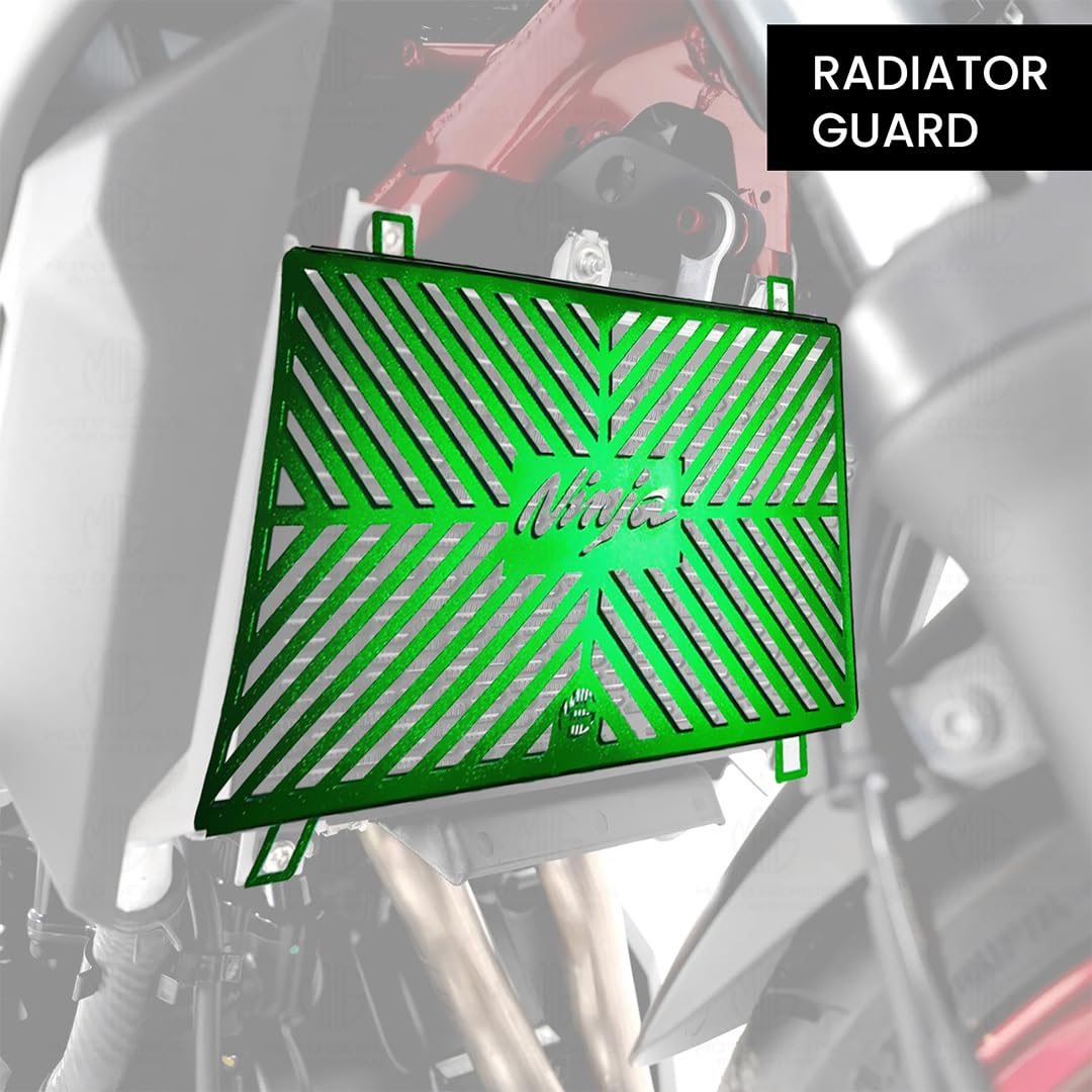 Aluminum Radiator Grill Cover Guard Protector for Ninja 250/300 | Lightweight Engine Cooling Protection | Rust-Resistant, Easy Installation-Green - Moto Genius