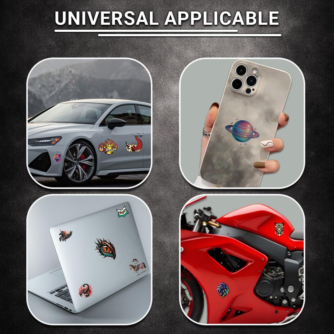 Animal 3D Vinyl Decal Stickers – Waterproof Fade Proof Multipurpose Stickers for Bike Car Laptop Mobile Case Helmet Notebook - Moto Genius
