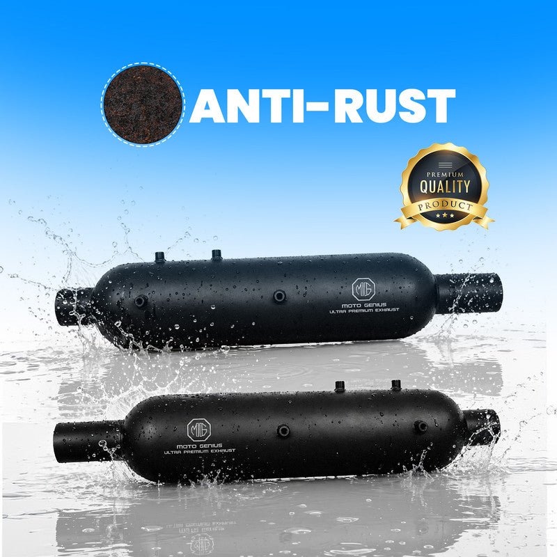 Bomber Exhaust Silencer for Royal Enfield Shotgun 650, Stainless Steel Dual Exhaust Muffler, Left & Right Side, Waterproof & Durable Motorcycle Exhaust Pipe (Pack of 2) - Moto Genius