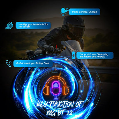 BT 12 Pro Motorcycle Helmet Intercom | Motoboy Bluetooth 5.1 | Noise Control | Long Battery Life | Waterproof Riding Communication System - Moto Genius