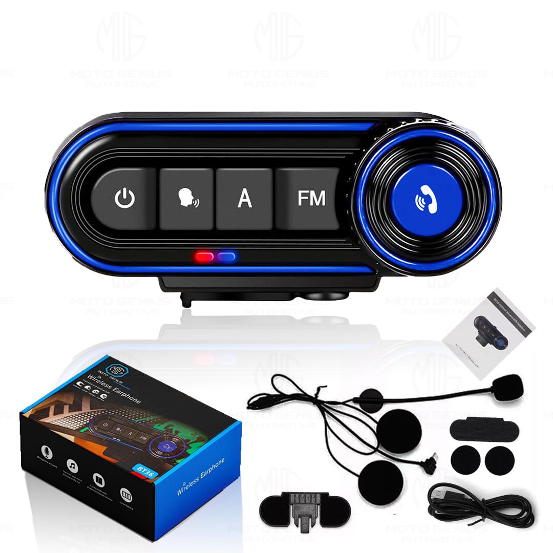 BT-36 Motorcycle Helmet Bluetooth 5.3 Headset, Hands-Free Call, Stereo Sound, Noise Reduction, Waterproof, Voice Assistant Support, Includes Charging Cable, Compatible with All Helmets - Moto Genius
