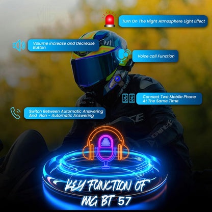BT35 Motorcycle Wireless Helmet Headset, Bluetooth 5.0 Hands-Free with Microphone, Stereo Sound, Waterproof, Noise Reduction Earphones | Compatible with Android & iOS-Black - Moto Genius