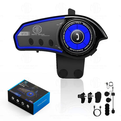 BT35 Wireless Bluetooth 5.0 Helmet Headset, Hands-Free with Mic, Stereo Sound, Waterproof, Noise Reduction | Compatible with iOS & Android - Moto Genius