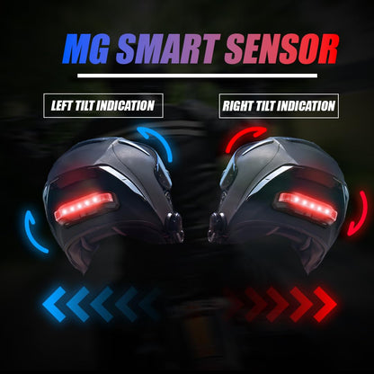 BT80 Motorcycle Helmet Bluetooth Headset with LED Warning Light, Magnetic Mount, Bass Speakers, Fast Charging, Waterproof, for All Helmets - Moto Genius