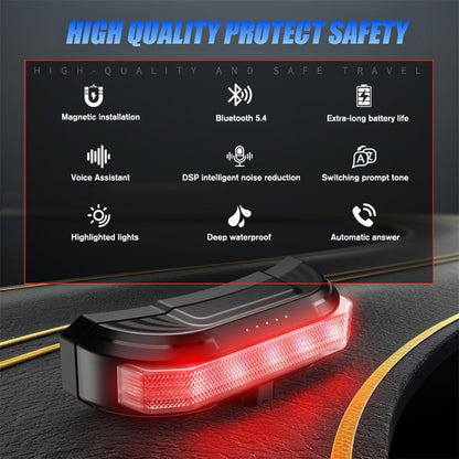 BT80 Motorcycle Helmet Bluetooth Headset with LED Warning Light, Magnetic Mount, Bass Speakers, Fast Charging, Waterproof, for All Helmets - Moto Genius