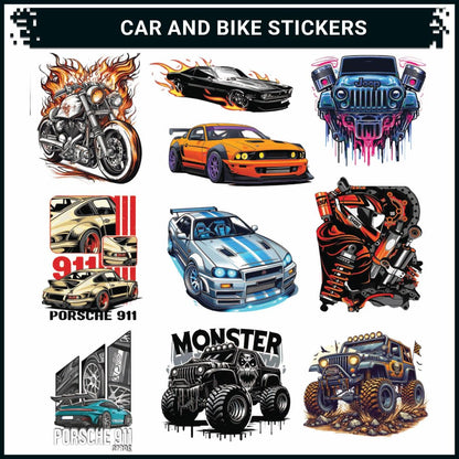 Car & Bike 3D Vinyl Stickers | Waterproof, Fade-Proof, Self-Adhesive Decals for Helmet, Bike, Car, Laptop & Mobile | Multipurpose Vehicle Graphic Stickers (10 PC) - Moto Genius