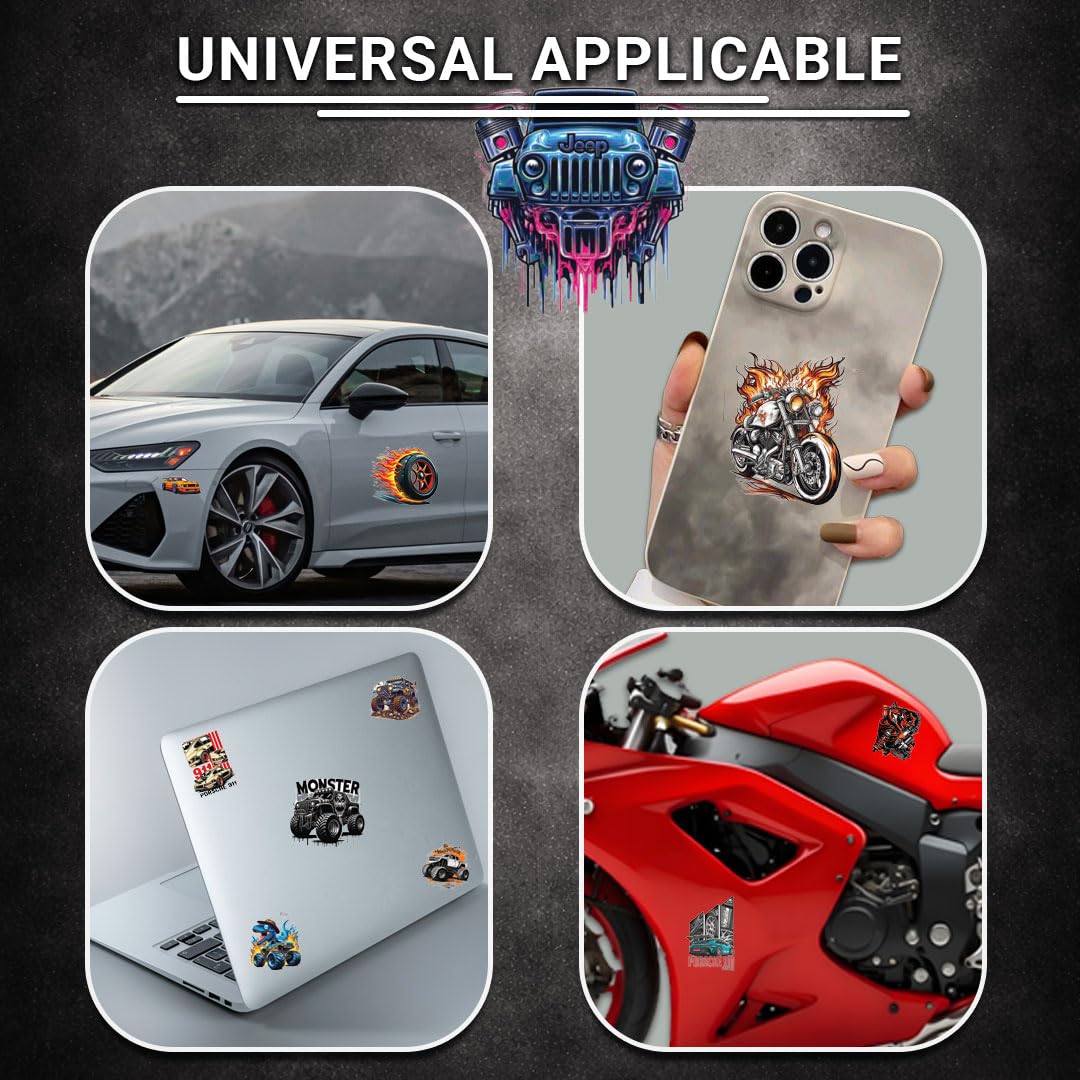 Car & Bike 3D Vinyl Stickers | Waterproof, Fade-Proof, Self-Adhesive Decals for Helmet, Bike, Car, Laptop & Mobile | Multipurpose Vehicle Graphic Stickers (10 PC) - Moto Genius