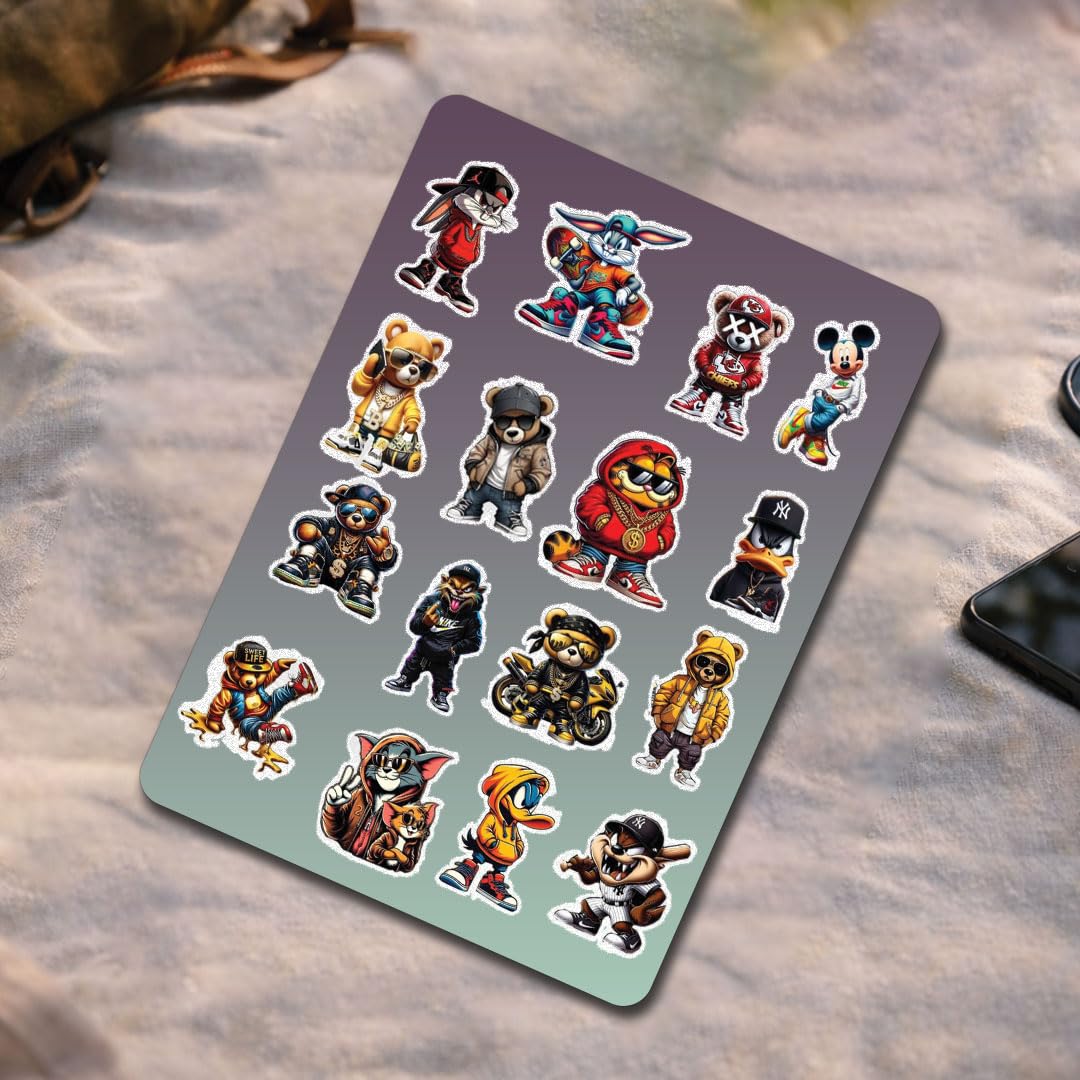 Cartoon Funny Micky 3D Vinyl Decal Stickers – Waterproof Fade-Proof Multipurpose Stickers for Bike Car Laptop Mobile Case Helmet Notebook | Durable Self-Adhesive Mickey Cartoon Design - Moto Genius
