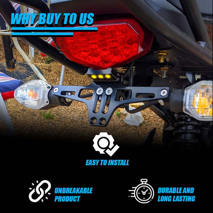 CNC Adjustable LED Tail Tidy with Number Plate Holder with LED Universal for All Bikes-Black - Moto Genius