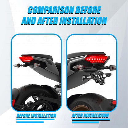 CNC Adjustable LED Tail Tidy with Number Plate Holder with LED Universal for All Bikes-Black - Moto Genius