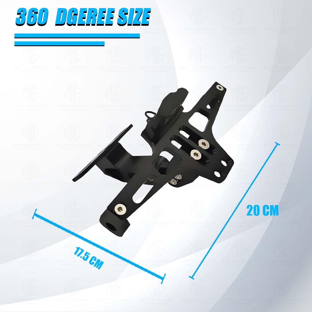 CNC Adjustable LED Tail Tidy with Number Plate Holder with LED Universal for All Bikes-Black - Moto Genius