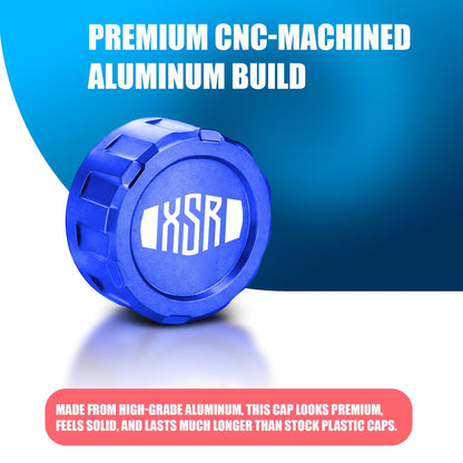 CNC Aluminum Rear Brake Fluid Cap Cover for XSR 155 Motorbik| Master Cylinder Reservoir Lid, Anodized Finish, Easy Direct Fit Installation-Blue - Moto Genius