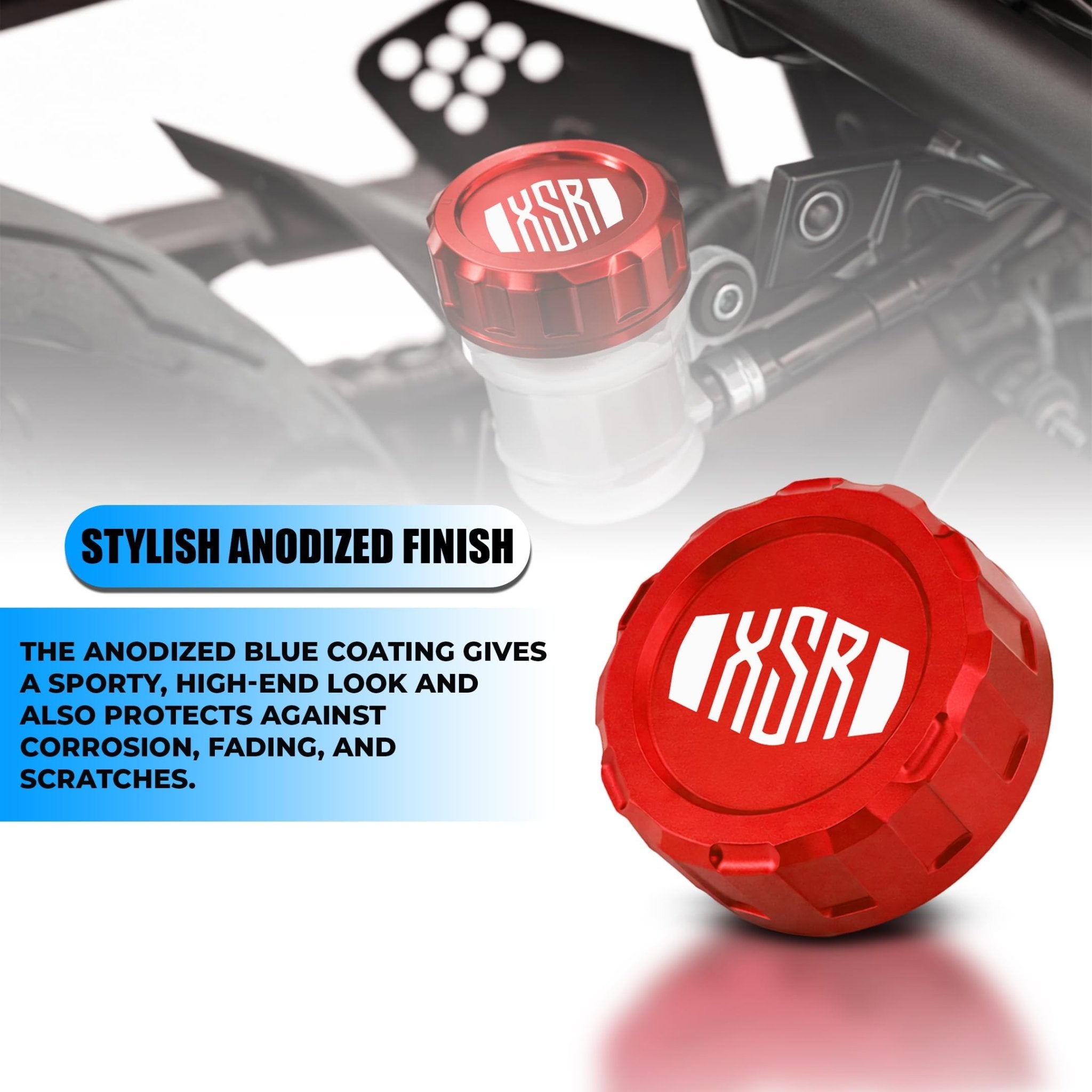 CNC Aluminum Rear Brake Fluid Cap Cover for XSR 155 Motorbik| Master Cylinder Reservoir Lid, Anodized Finish, Easy Direct Fit Installation-Red - Moto Genius