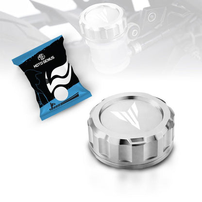 CNC Aluminum Rear Brake Fluid Oil Cap Cover Compatible with MT-15 Motorbike | Master Cylinder Reservoir Lid | Premium Anodized Finish | Easy Installation | Bike Accessories-Silver - Moto Genius