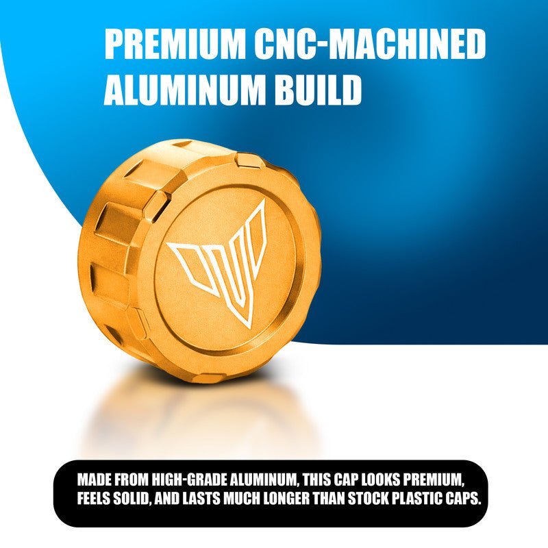 CNC Aluminum Rear Brake Fluid Oil Cap Cover Compatible with MT-15 Motorbike | Master Cylinder Reservoir Lid | Premium Anodized Finish | Easy Installation | Bike Accessories-Gold - Moto Genius