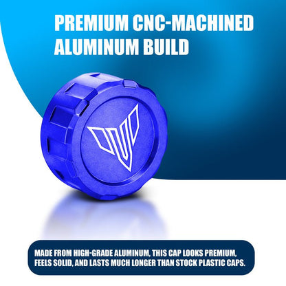 CNC Aluminum Rear Brake Fluid Oil Cap Cover Compatible with MT-15 Motorbike | Master Cylinder Reservoir Lid | Premium Anodized Finish | Easy Installation | Bike Accessories-Blue - Moto Genius