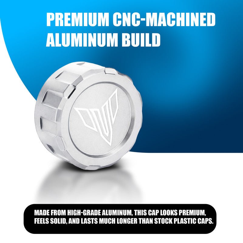 CNC Aluminum Rear Brake Fluid Oil Cap Cover Compatible with MT-15 Motorbike | Master Cylinder Reservoir Lid | Premium Anodized Finish | Easy Installation | Bike Accessories-Silver - Moto Genius