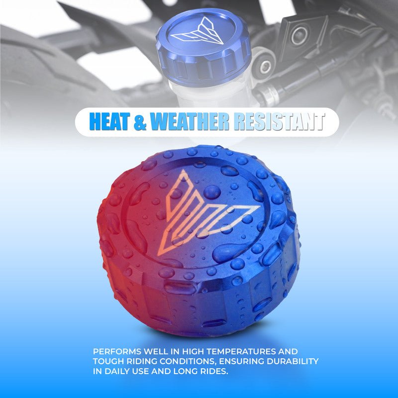 CNC Aluminum Rear Brake Fluid Oil Cap Cover Compatible with MT-15 Motorbike | Master Cylinder Reservoir Lid | Premium Anodized Finish | Easy Installation | Bike Accessories-Blue - Moto Genius