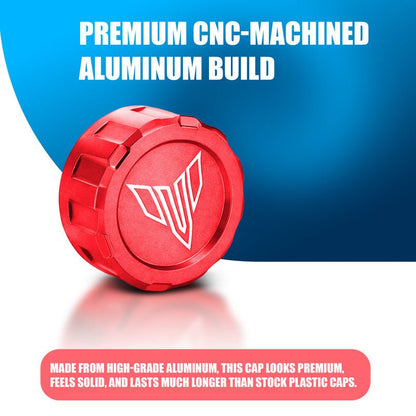 CNC Aluminum Rear Brake Fluid Oil Cap Cover Compatible with MT-15 Motorbike | Master Cylinder Reservoir Lid | Premium Anodized Finish | Easy Installation | Bike Accessories-Red - Moto Genius