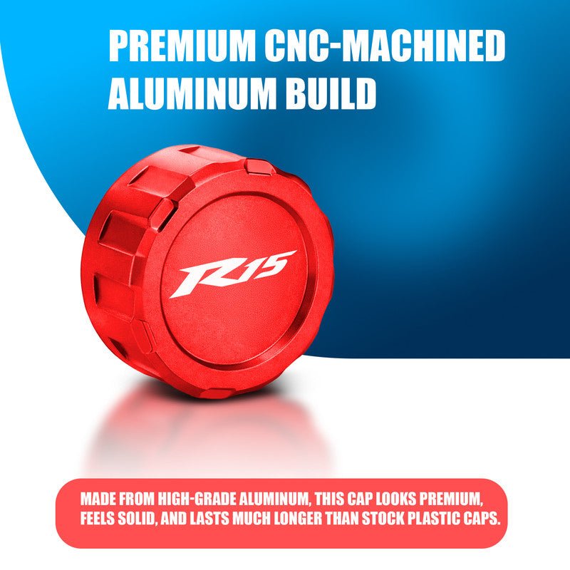 CNC Aluminum Rear Brake Fluid Oil Cap Cover Compatible with R15 Motorbike | Master Cylinder Reservoir Lid | Anodized Finish | Easy Direct Fit Installation | Motorcycle Accessories-Red - Moto Genius