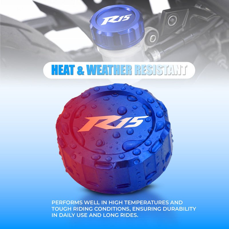 CNC Aluminum Rear Brake Fluid Oil Cap Cover Compatible with R15 Motorbike | Master Cylinder Reservoir Lid | Anodized Finish | Easy Direct Fit Installation | Motorcycle Accessories-Blue - Moto Genius