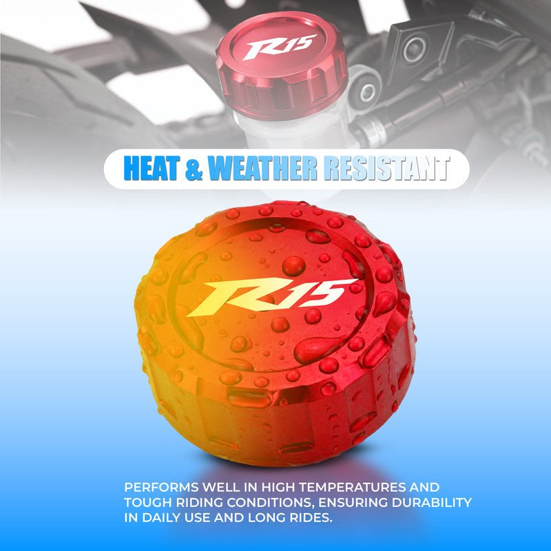 CNC Aluminum Rear Brake Fluid Oil Cap Cover Compatible with R15 Motorbike | Master Cylinder Reservoir Lid | Anodized Finish | Easy Direct Fit Installation | Motorcycle Accessories-Red - Moto Genius