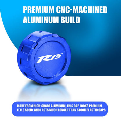 CNC Aluminum Rear Brake Fluid Oil Cap Cover Compatible with R15 Motorbike | Master Cylinder Reservoir Lid | Anodized Finish | Easy Direct Fit Installation | Motorcycle Accessories-Blue - Moto Genius