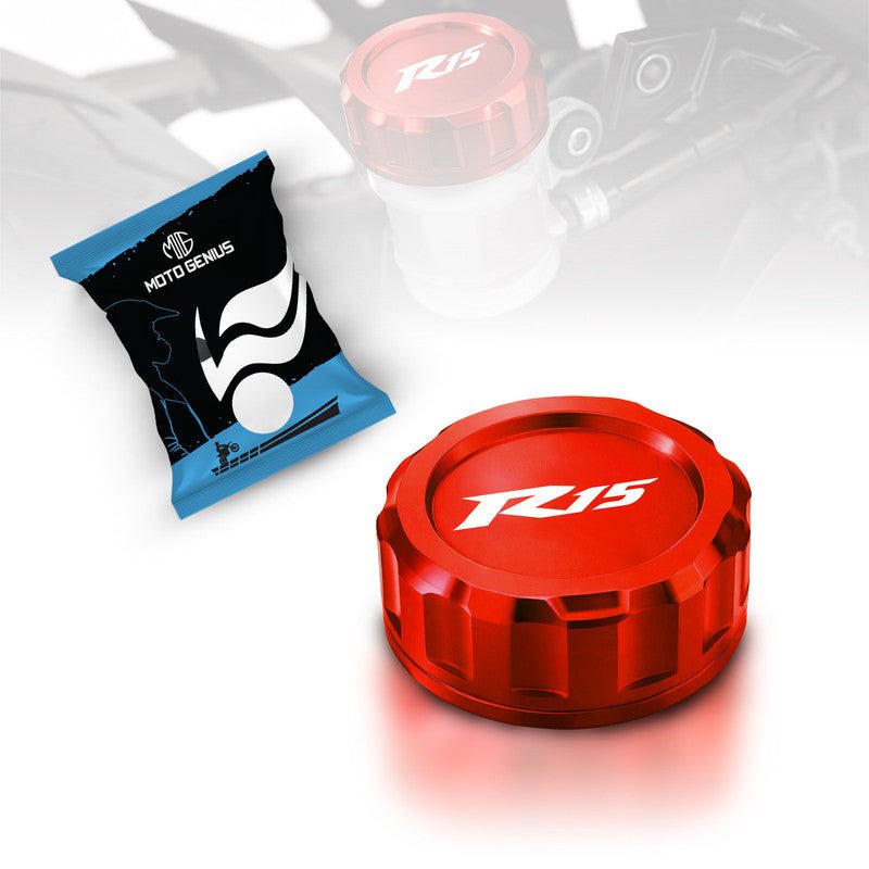 CNC Aluminum Rear Brake Fluid Oil Cap Cover Compatible with R15 Motorbike | Master Cylinder Reservoir Lid | Anodized Finish | Easy Direct Fit Installation | Motorcycle Accessories-Red - Moto Genius