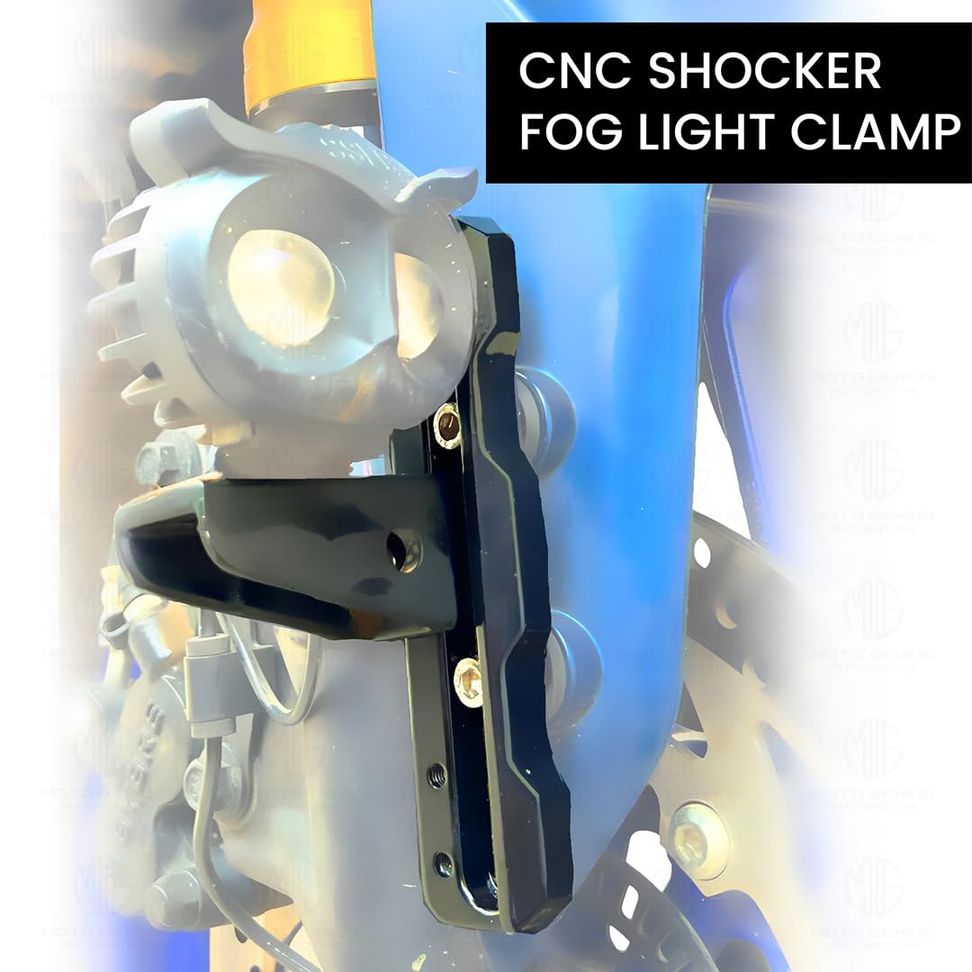 CNC Aluminum Shocker Fog Light Clamp for All Bikes | Durable Handlebar Mounting Solution (Set of 2)-Black - Moto Genius