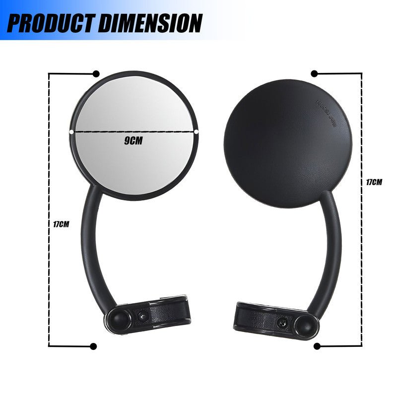 Easy Clamp Enduro Round Motorcycle Mirror, 360° Rotating Fold-Down Plastic Mirror, Universal Handlebar Fit, Durable Black Design - Moto Genius