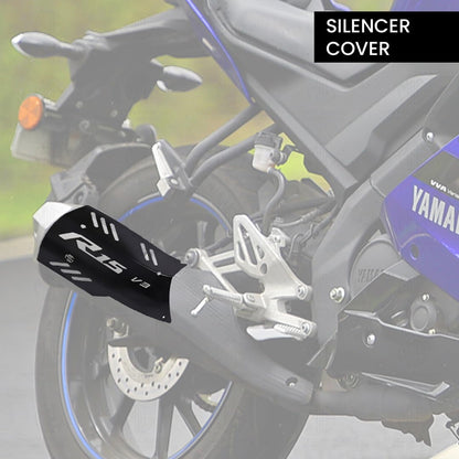 Exhaust Cover Silencer Protector for R15 V3 | Premium Exhaust Heat Shield Protector for Enhanced Durability and Style | Easy Installation-Black - Moto Genius