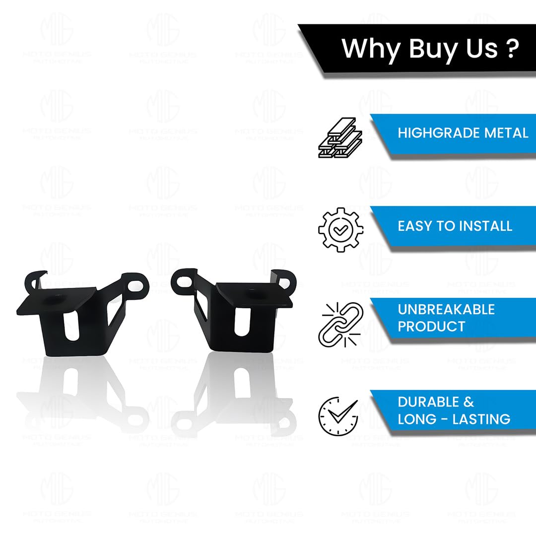 Fog Light Clamp Brackets for H'ness CB350 Motorbike | Heavy Duty Mounting Kit for Adventure Motorcycle Lights | Adjustable and Durable (Pack of 2)-Black - Moto Genius