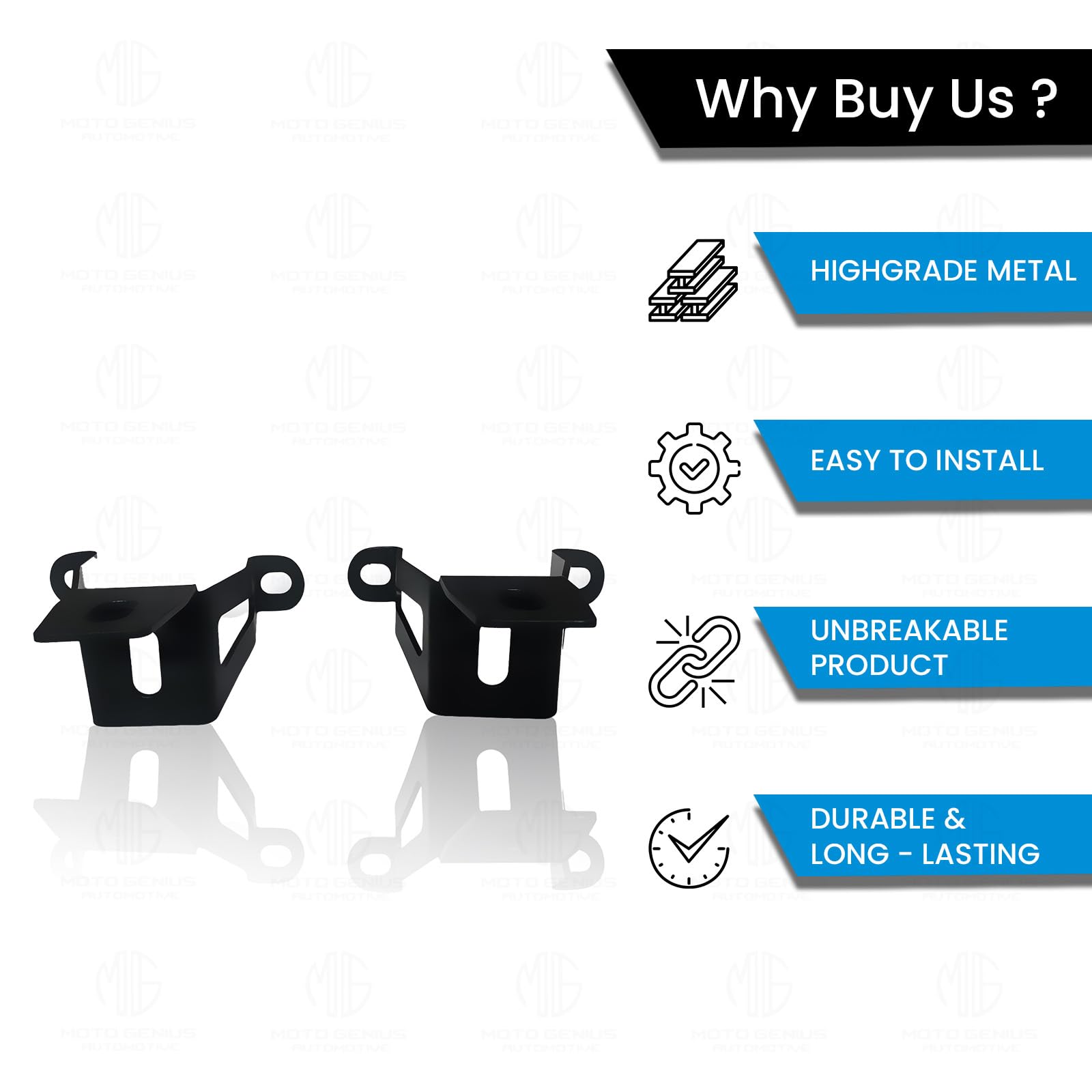 Fog Light Clamp Brackets for Meteor 350 |Heavy Duty Mounting Kit for Adventure Motorcycle Lights | Adjustable and Durable (Pack of 2)-Black - Moto Genius