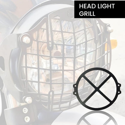 Front Headlight Grill Guard for HUNTER Motorbike | Durable Metal Protective Head Light Frame Protector-X Design - Moto Genius