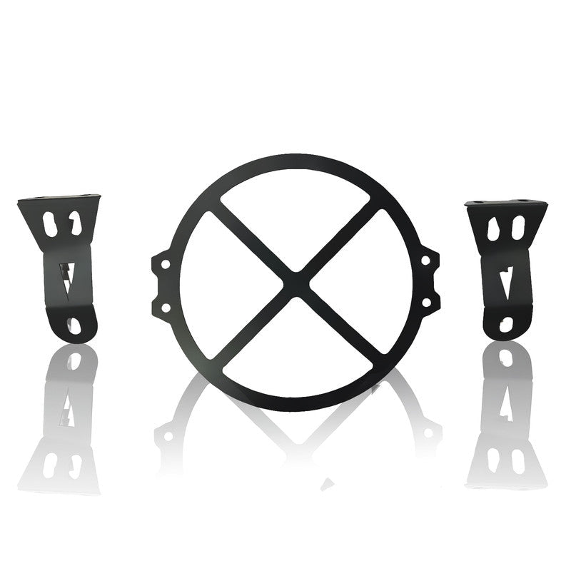Front Headlight Grill Guard for HUNTER Motorbike | Durable Metal Protective Head Light Frame Protector-X Design - Moto Genius