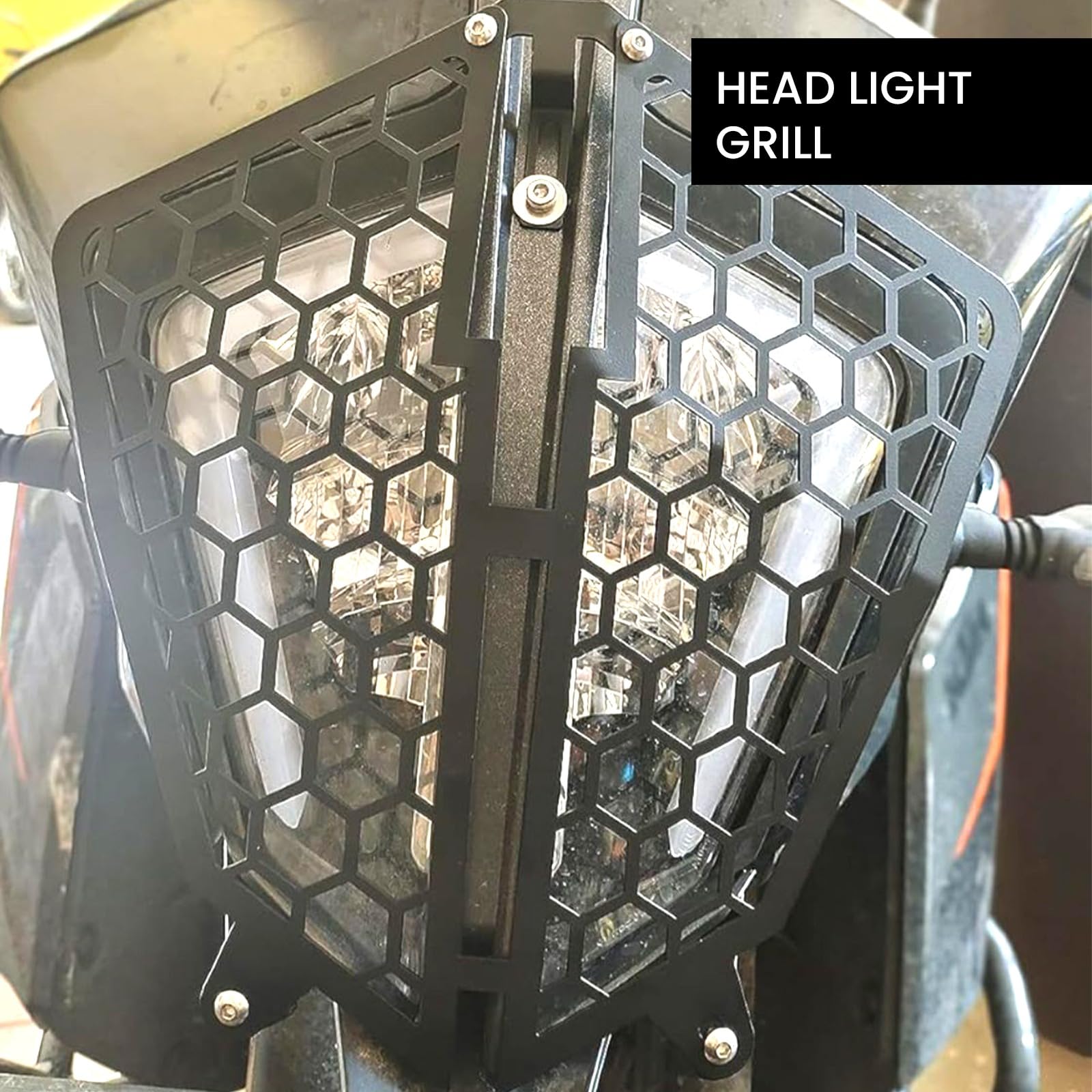 Front Headlight Grill Guard for KTM Adventure ( ONLY FOR GEN 1 & 2 ) | Durable Metal Protective Head Light Frame Protector | Compatible with Adventure 250/390-Black - Moto Genius