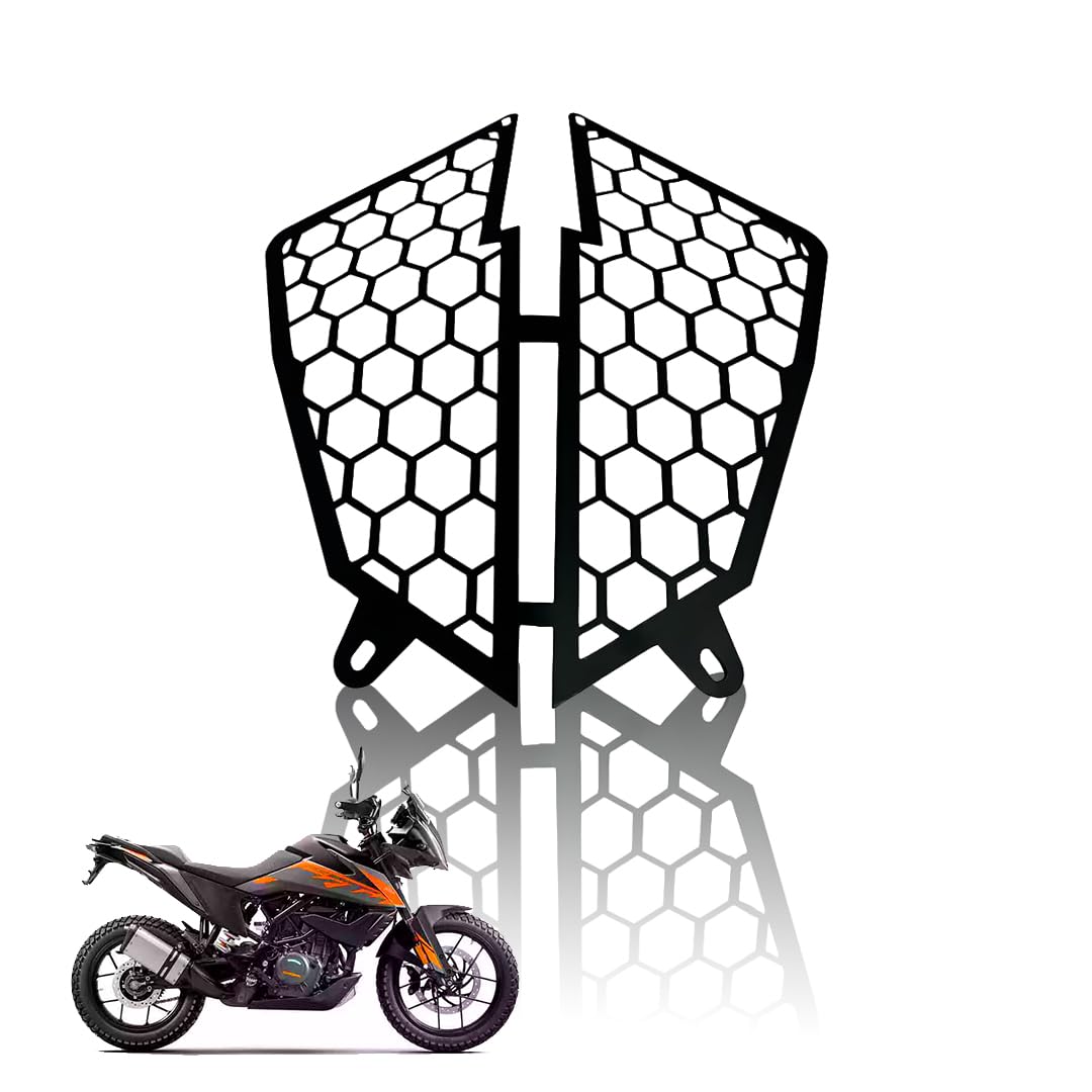 Front Headlight Grill Guard for KTM Adventure ( ONLY FOR GEN 1 & 2 ) | Durable Metal Protective Head Light Frame Protector | Compatible with Adventure 250/390-Black - Moto Genius