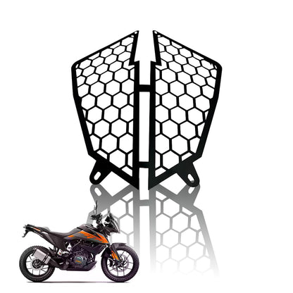 Front Headlight Grill Guard for KTM Adventure ( ONLY FOR GEN 1 & 2 ) | Durable Metal Protective Head Light Frame Protector | Compatible with Adventure 250/390-Black - Moto Genius