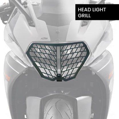 Front Headlight Grill Guard for KTM RC | Durable Metal Protective Head Light Frame Protector | Compatible with RC 125/200/250/390-Black - Moto Genius