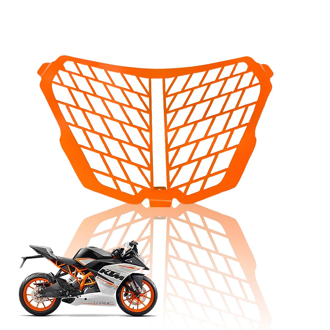 Front Headlight Grill Guard for KTM RC | Durable Metal Protective Head Light Frame Protector | Compatible with RC 125/200/250/390-Orange - Moto Genius
