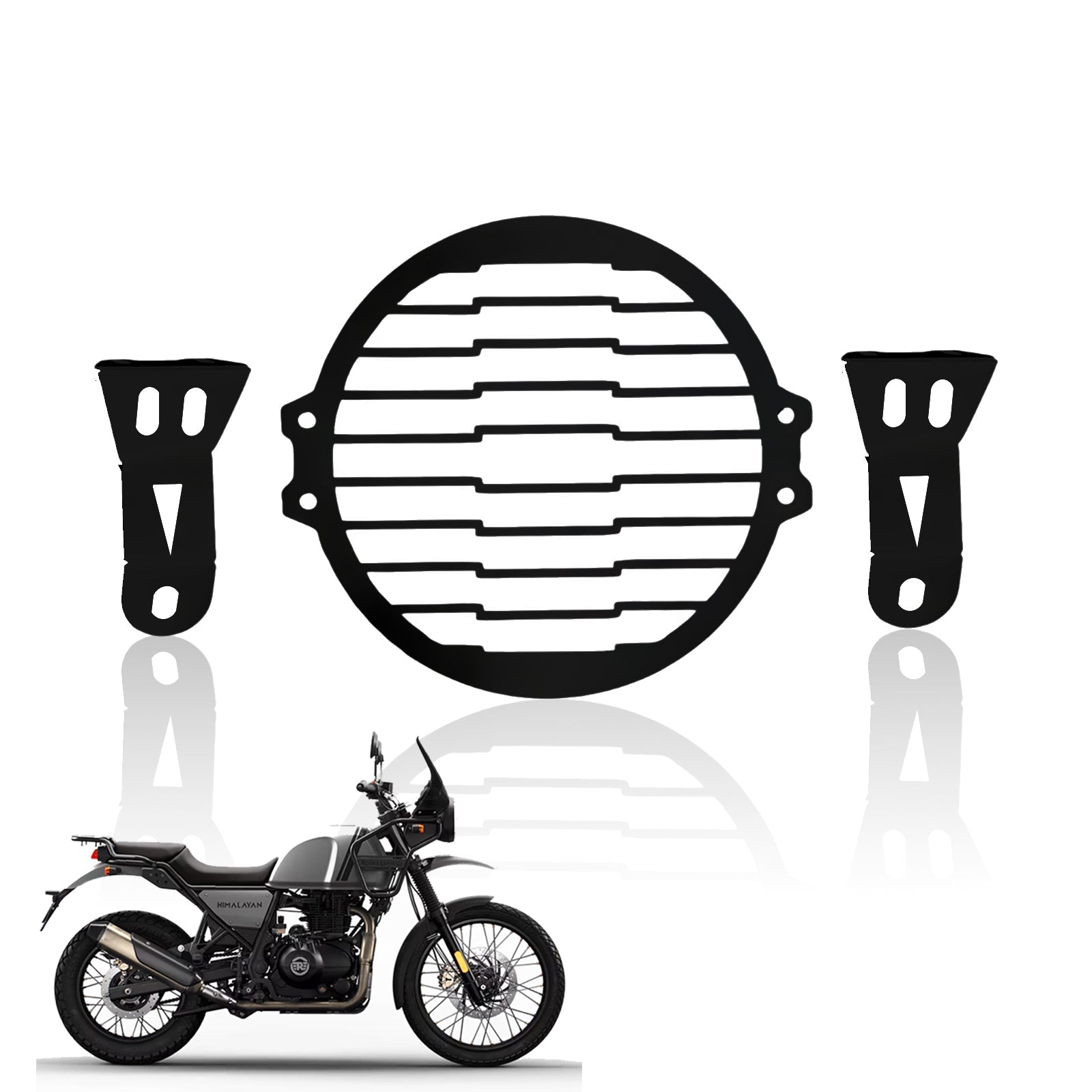Front Headlight Grill Guard for RE Himalayan BS3/BS4/BS6/Scram Motorbike | Durable Metal Protective Head Light Frame Protector (Line Design)-Line - Moto Genius