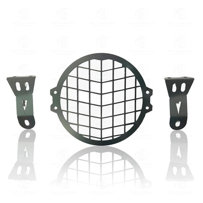 Front Headlight Grill Guard for RE Super Meteor 650 | Durable Metal Protective Head Light Frame Protector-Check Design MS - Moto Genius
